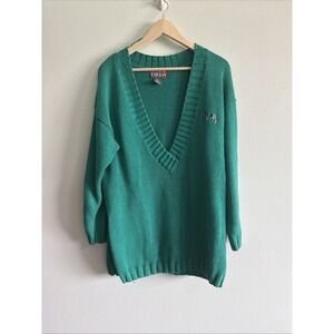 Vtg Paris Sport Club Women M Oversized Sweater Cottagecore 80s Preppy